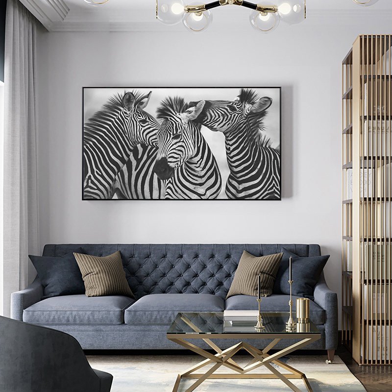Zebra Family Picture Nordic Canvas Painting - Image 4