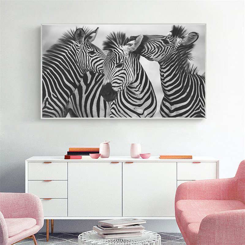 Zebra Family Picture Nordic Canvas Painting - Image 3